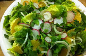 fresh mushroom radish basil parsley leaves salad