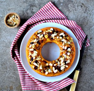 cakes with nuts and orange juice