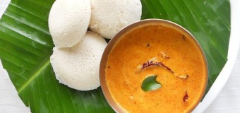 Delicious and soft idli and red coconut chutney