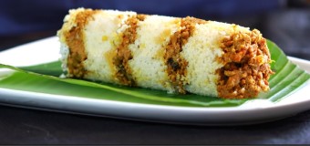 Irachi puttu with rice flour and beef/chicken