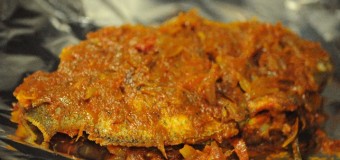 Delicious and spicy Karimeen pollichatu