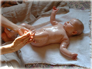 Baby bath baby massage